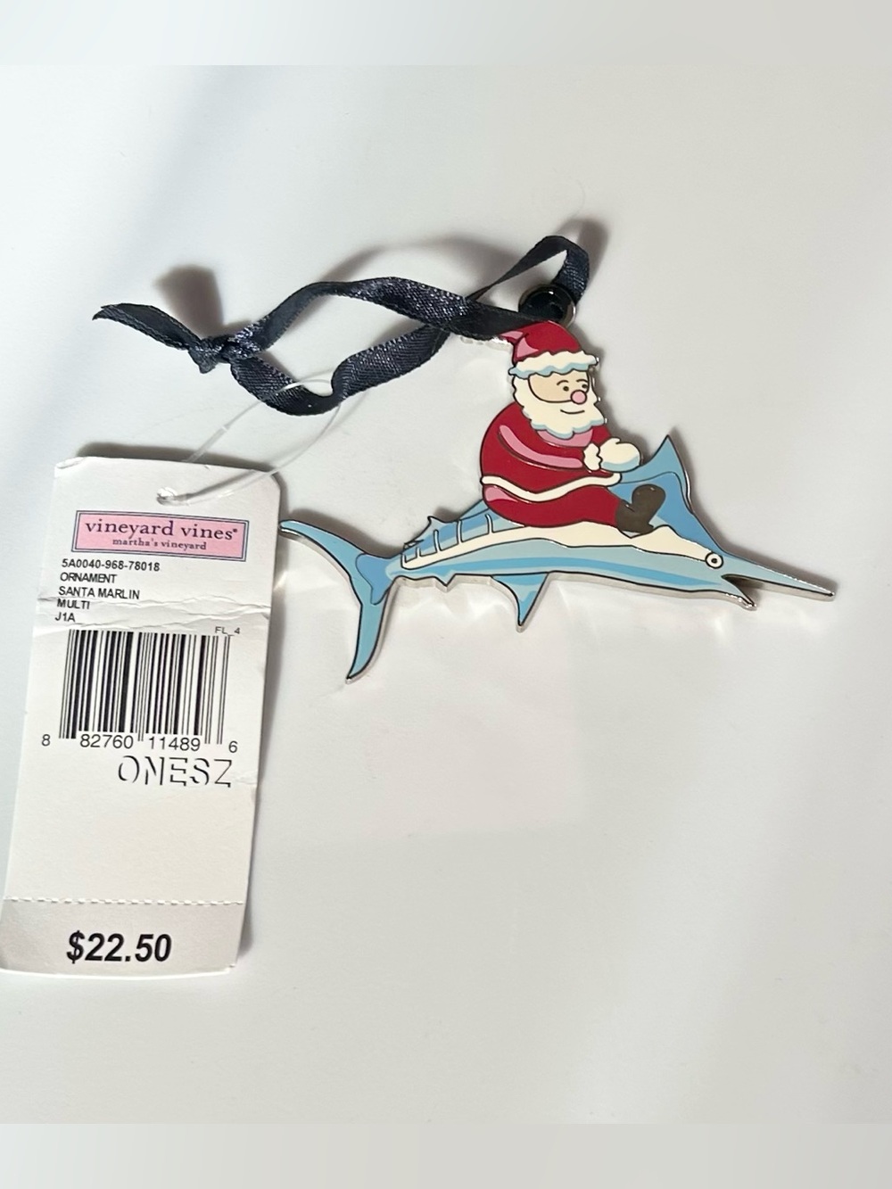 Vineyard Vines Red & Blue Santa Marlin Ornament
